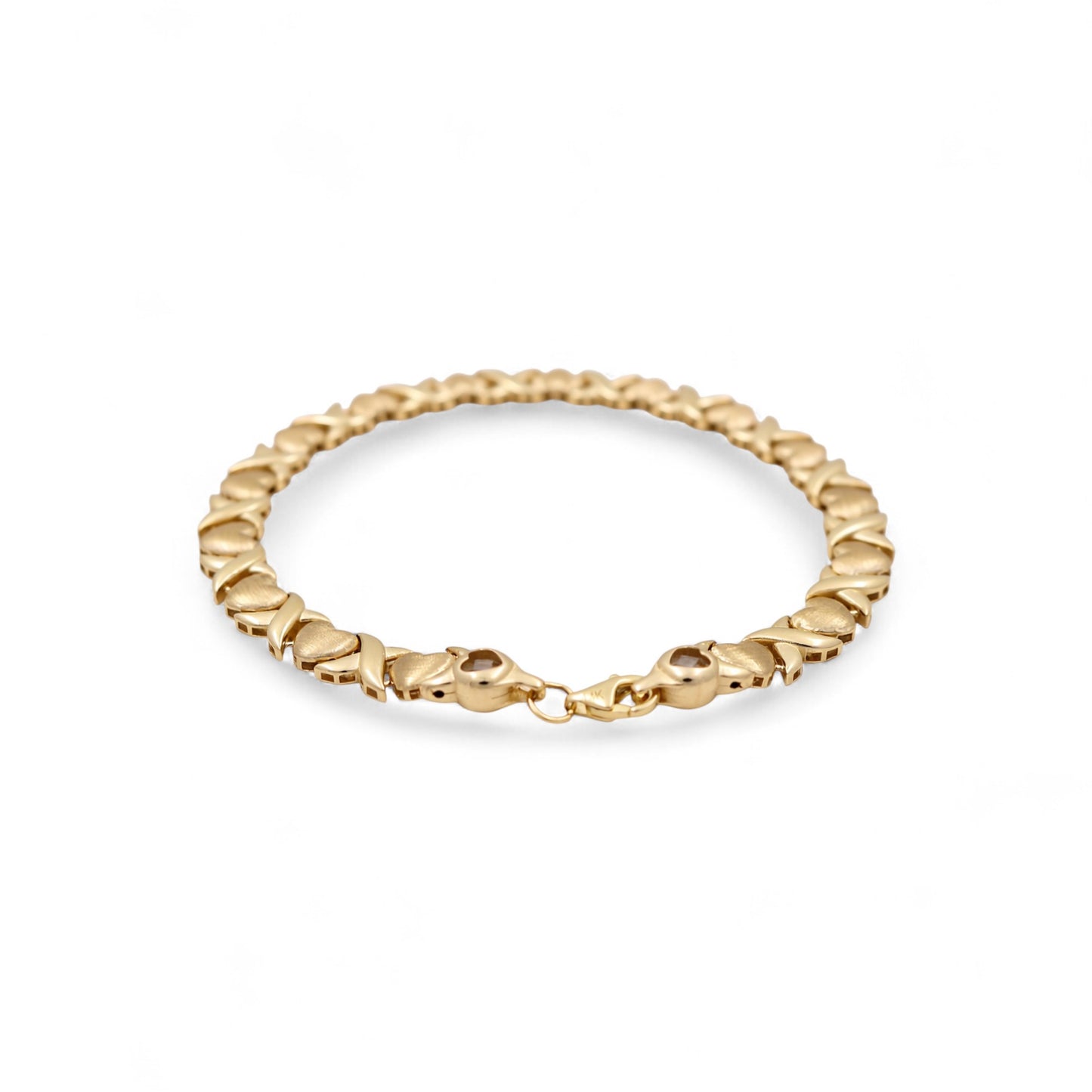 14K Yellow Gold Women's Bracelet with Hearts / Size: 7.5" / Weight: 8.1 GR / COWB4HR-7
