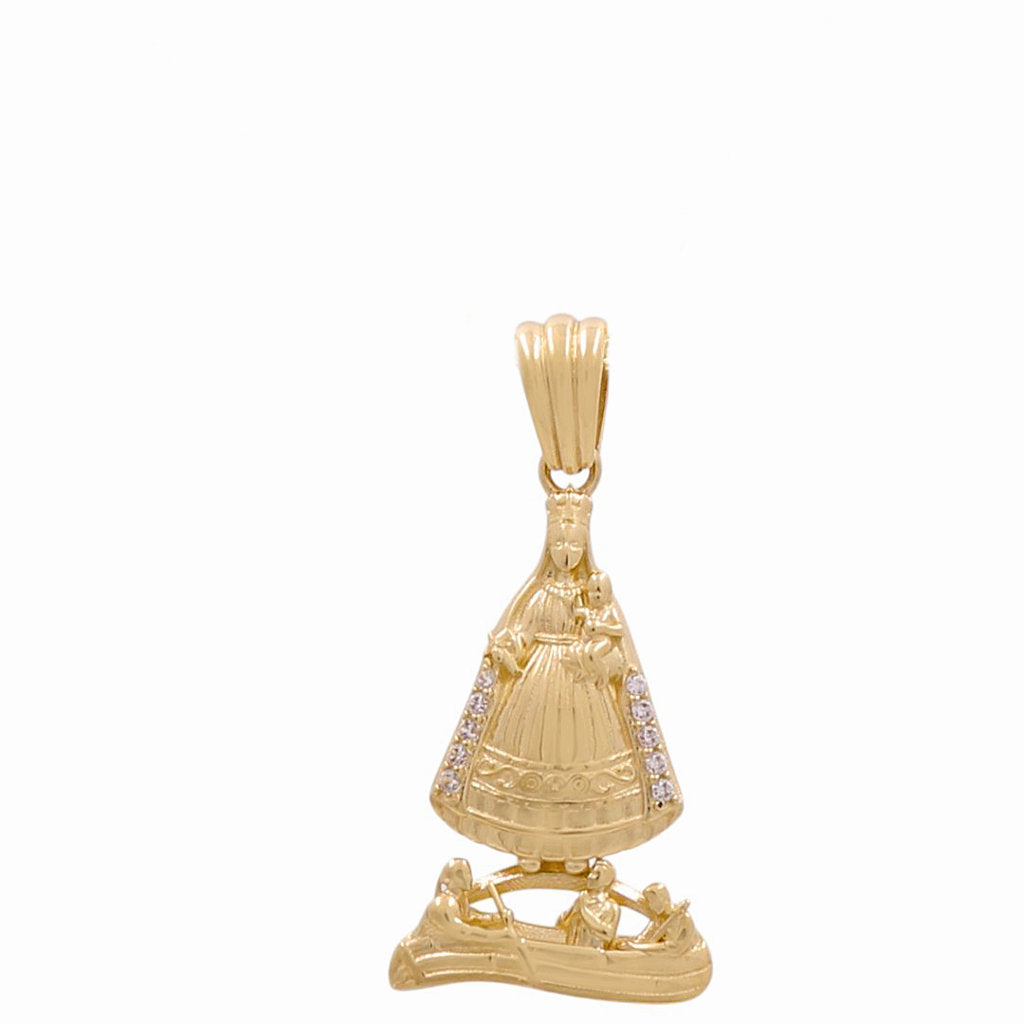 14K Yellow Gold Virgen de la Caridad Pendant with CZ / 35MM / Medium / Weight: 3.6 GR / DQPD4VC-1