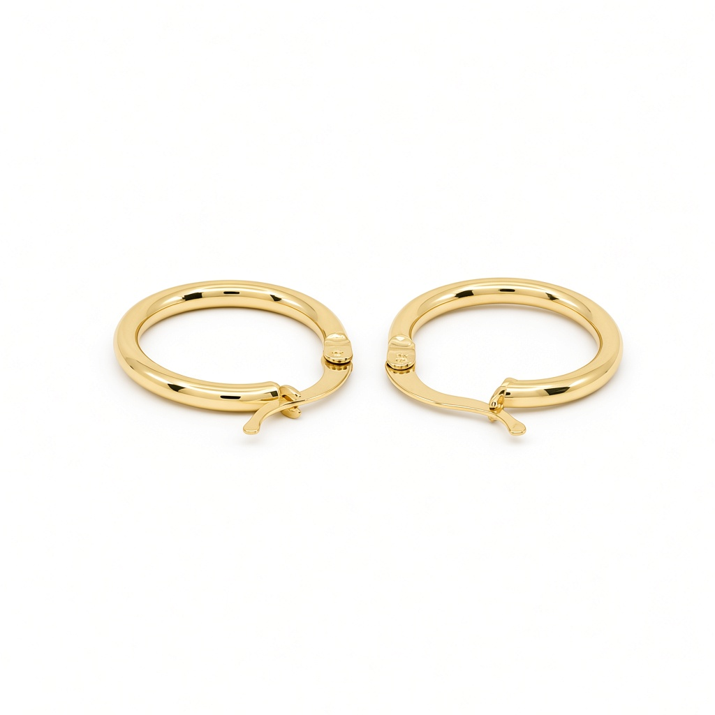 14K Yellow Gold Fashion Plain Hoop Earrings / Size: 2mmx15mm / Weight: 1.3 GR / DOEH4PL