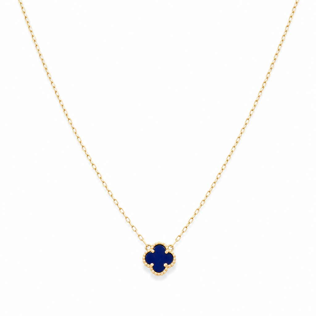 14K Yellow Gold Royal Blue 1 Clover Necklace / Size: 18" / Weight: 5.3 GR / BONK4CLV-8