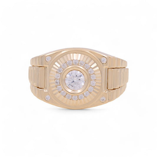 10K Yellow Gold Round Fashion Men's Ring / Stone: CZ / Size: 11 / Weight: 9.6 GR / 711-99999