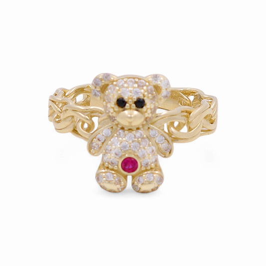 10K Yellow Gold Bear Women's Ring with CZ / Size: 7.5 / Weight: 3.5 GR / DPWR0BR