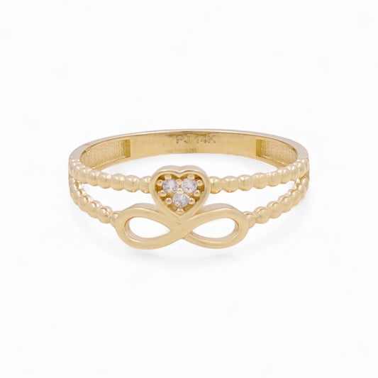 14K Yellow Gold Heart and Infinity Women's Ring With Cz / Size: 7.5 / Weight: 1.5 GR / CPWR4HRIF