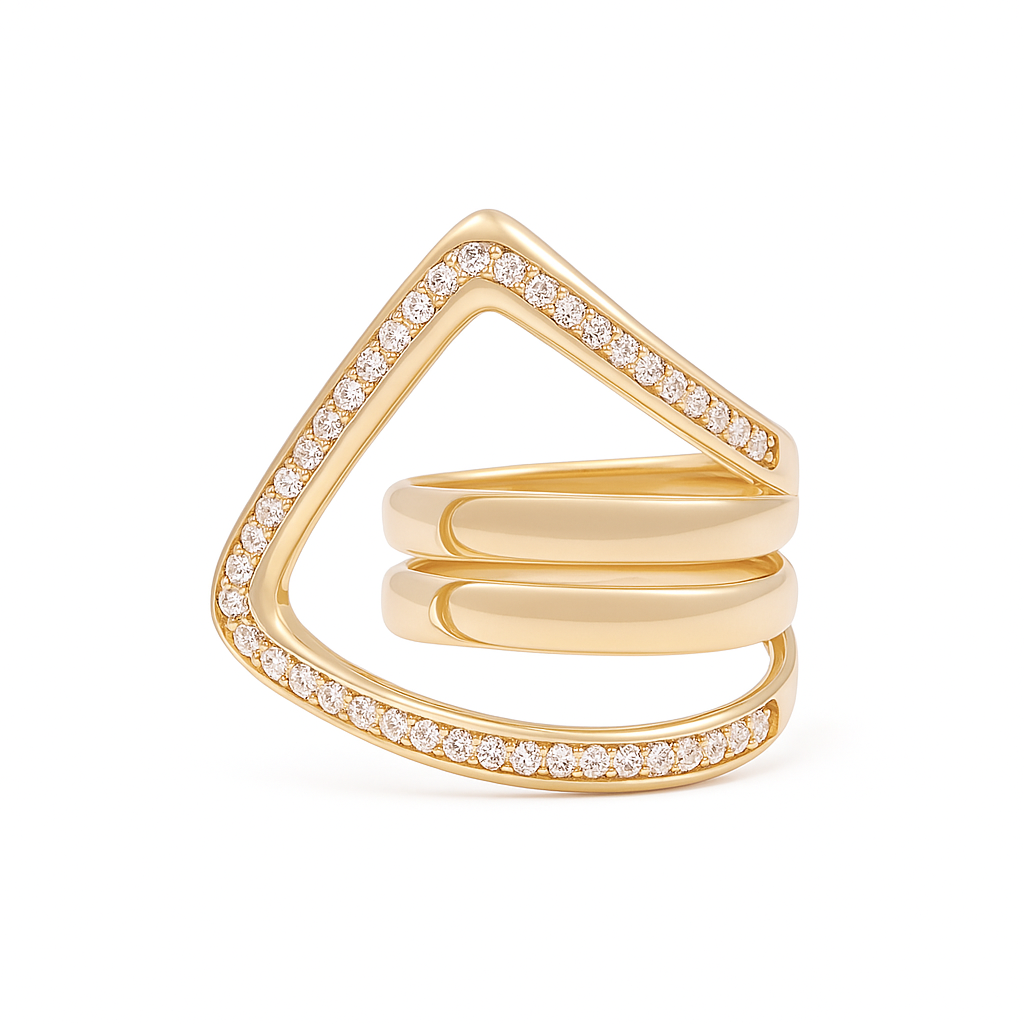 14K Yellow Gold Fashion Women's Ring with White Stones / Size: 8 / Weight: 5.3 GR / DQWR4FS-61