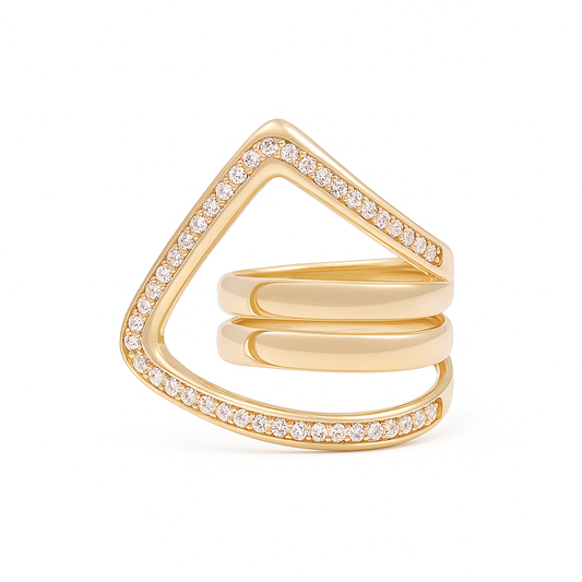 14K Yellow Gold Fashion Women's Ring with White Stones / Size: 8 / Weight: 5.3 GR / DQWR4FS-61