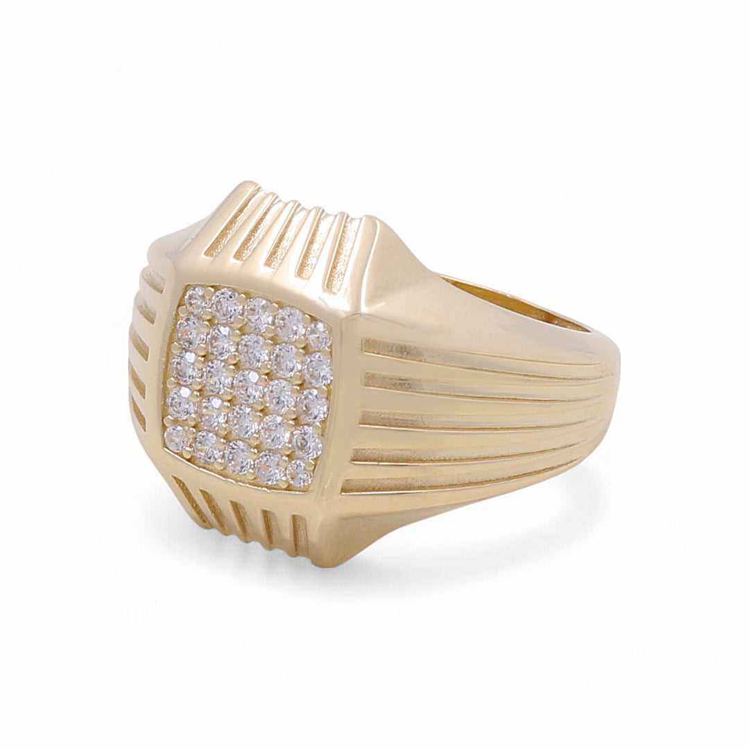 14K Yellow Gold Men’s Fashion Ring / CZ / Size 11 / Weight: 6.5 GR / COMR4FS-6