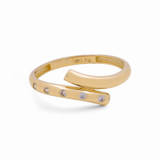 14K Yellow Gold Fashion Women's Ring with CZ / Size: 7 / Weight: 1 GR / DPWR4FS-26