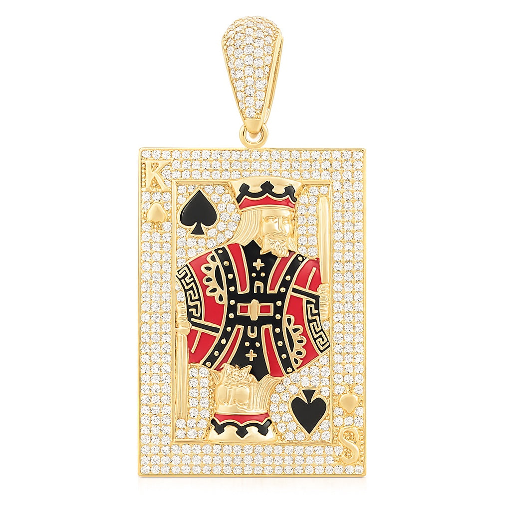 14K Yellow Gold Card Pendant with Colors and Cz / Weight: 12 GR / DOPD4CT
