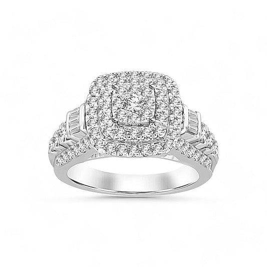 10K White Gold Women's Diamond Ring 1.50 Ct / Size 6.5 / 203568W
