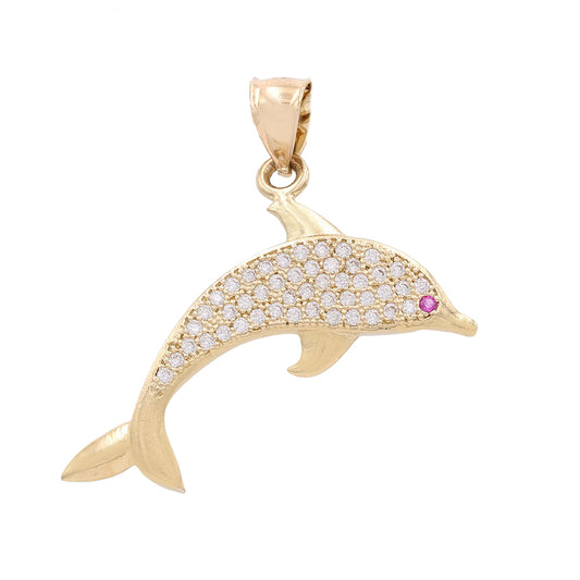 14K Yellow Gold Butterfly Pendant with Cubic Zirconias