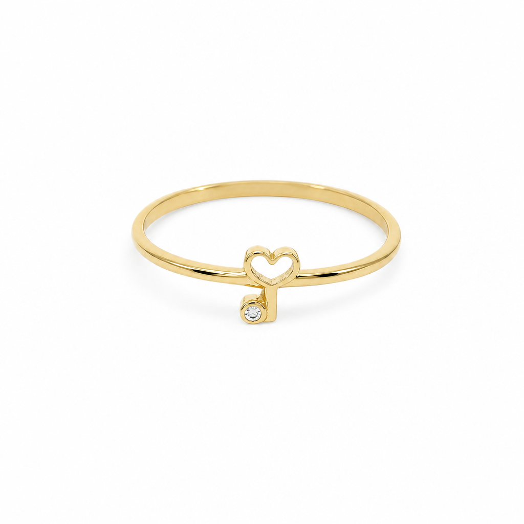 10K Yellow Gold Heart Key Women's Ring / Size: 7 / Weight: 0.7 GR / DQWR0KY