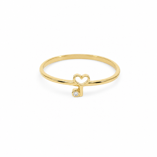 10K Yellow Gold Heart Key Women's Ring / Size: 7 / Weight: 0.8 GR / DQWR0KY