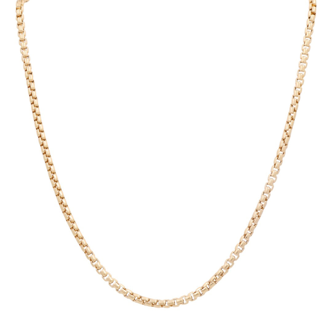 14K Yellow Gold Italian Box Link Chain / Size: 4mm 24” / Weight: 21.9 GR / 374.10040-24