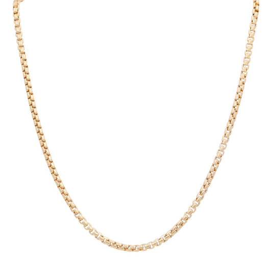 14K Yellow Gold Italian Box Link Chain / Size: 4mm 24” / Weight: 21.9 GR / 374.10040-24