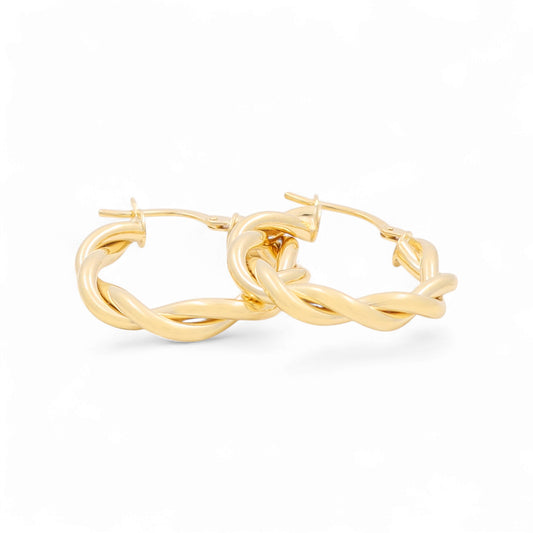 14K Yellow Gold Twist Hoops Earrings / Size: 3.5mmx15mm / Weight: 2.3 GR / 240-00802
