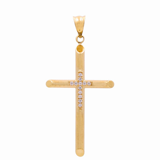 14K Yellow Gold Double Cross with Cz / Size: Small / Weight: 1.1GR / 139-04233