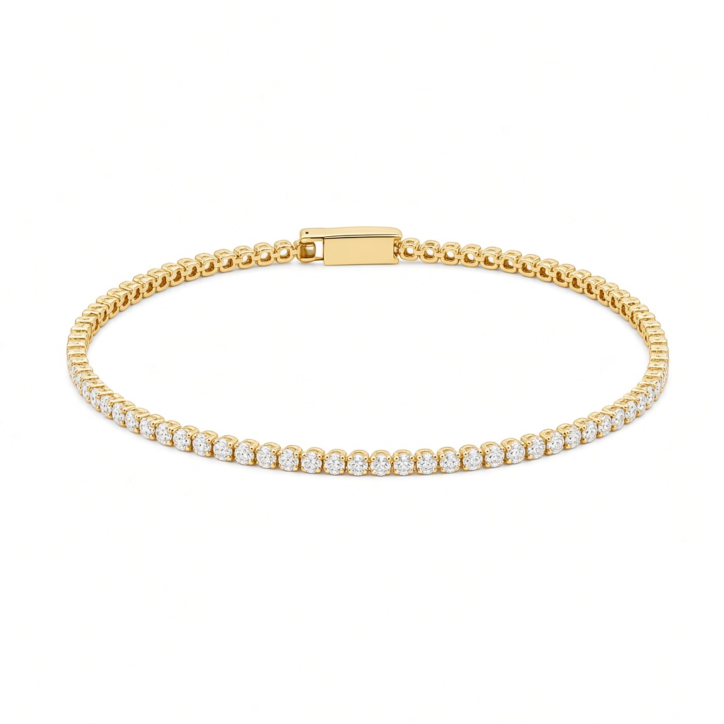 14K Yellow Gold Fashion Women's Tennis Bracelet with Cz / Size: 7" / Weight: 2.9 GR / COWB4TN