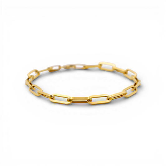14K Yellow Gold Paper Clip Bracelet / Size: 4MM 7.5" / Weight: 2.6 GR / COWB4PC4-7.5