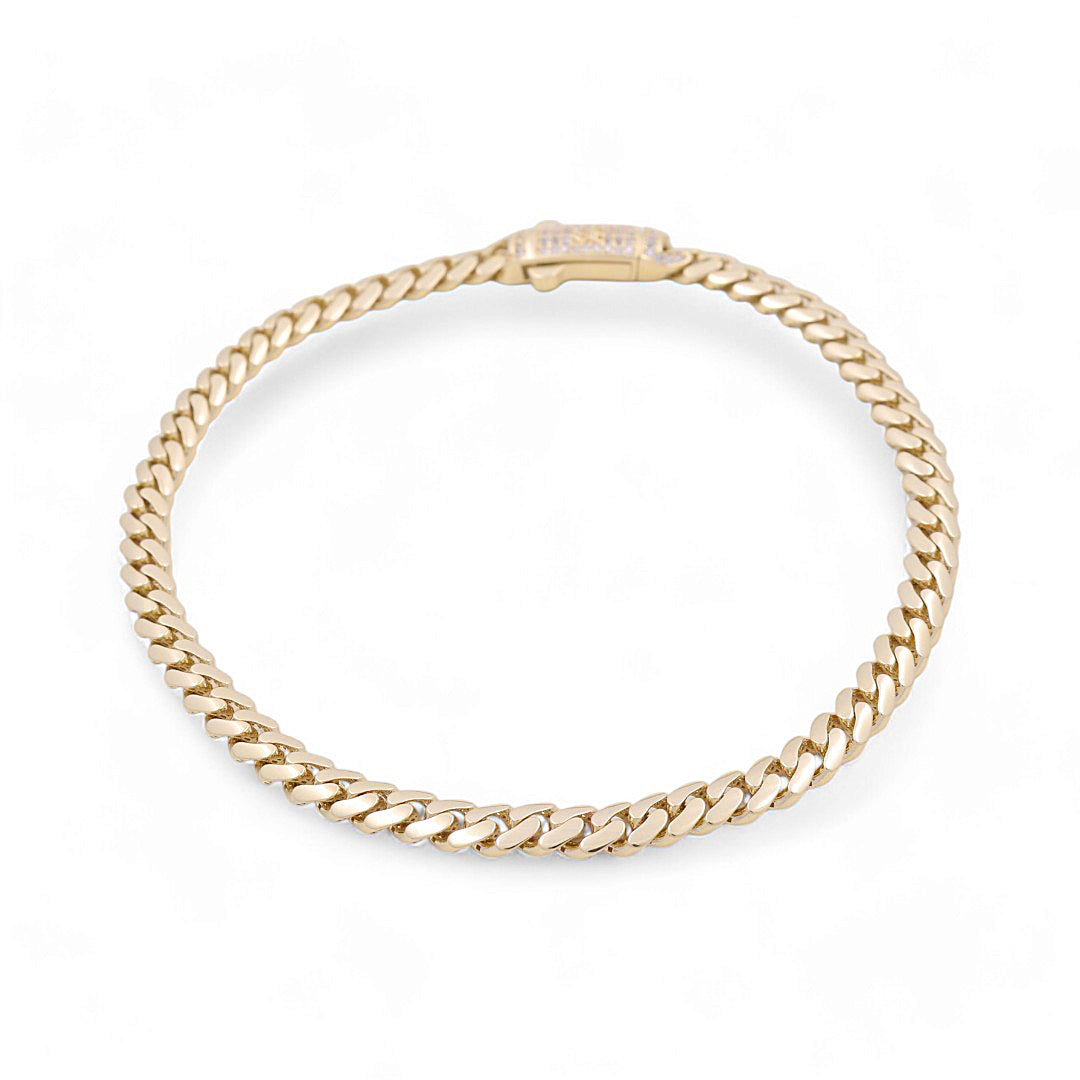 14K Yellow Gold Monaco Anklet Bracelets / Stone: CZ / Size 5mm 10" / Weight 12.8 GR / COAB4MON5-10