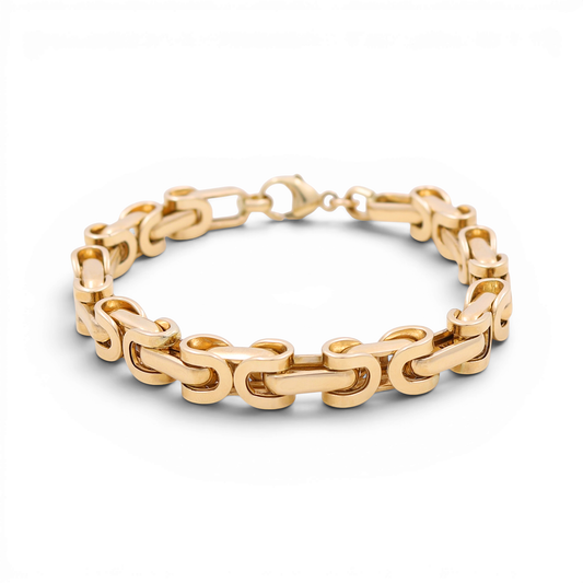 14K Yellow Gold Fashion Men's Bracelet / Size: 9mm 9" / Weight: 24.8 GR / CSMB4FS-6