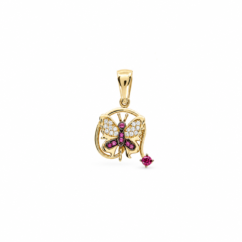 14K Yellow Gold Butterfly Pendant with CZ / Weight: 1.9 GR / BOPD4BT