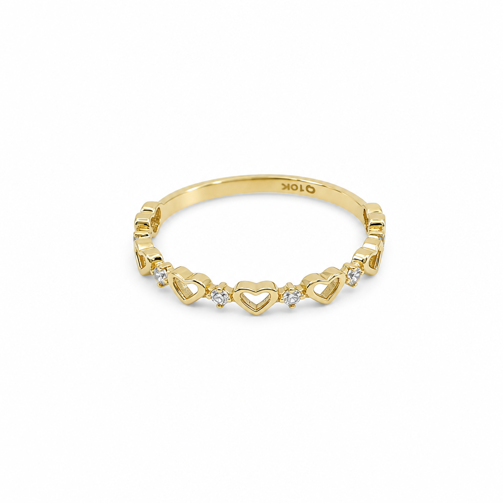 10K Yellow Gold Heart Women's Ring / Size: 8 / Stone: Cz / Weight: 0.9 GR / DQWR0HR-29