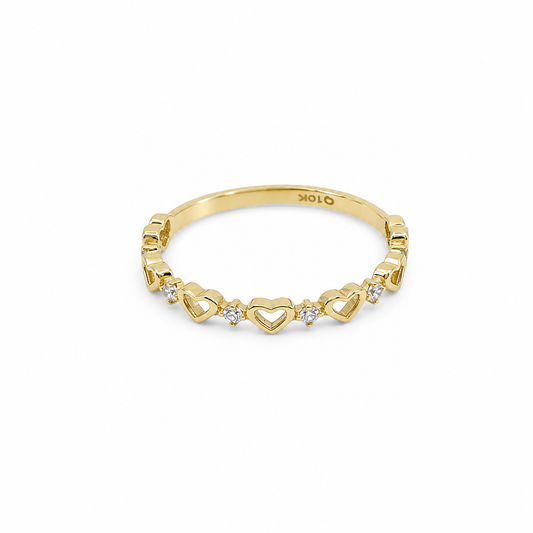 10K Yellow Gold Heart Women's Ring / Size: 7 / Stone: Cz / Weight: 0.8 GR / DQWR0HR-29