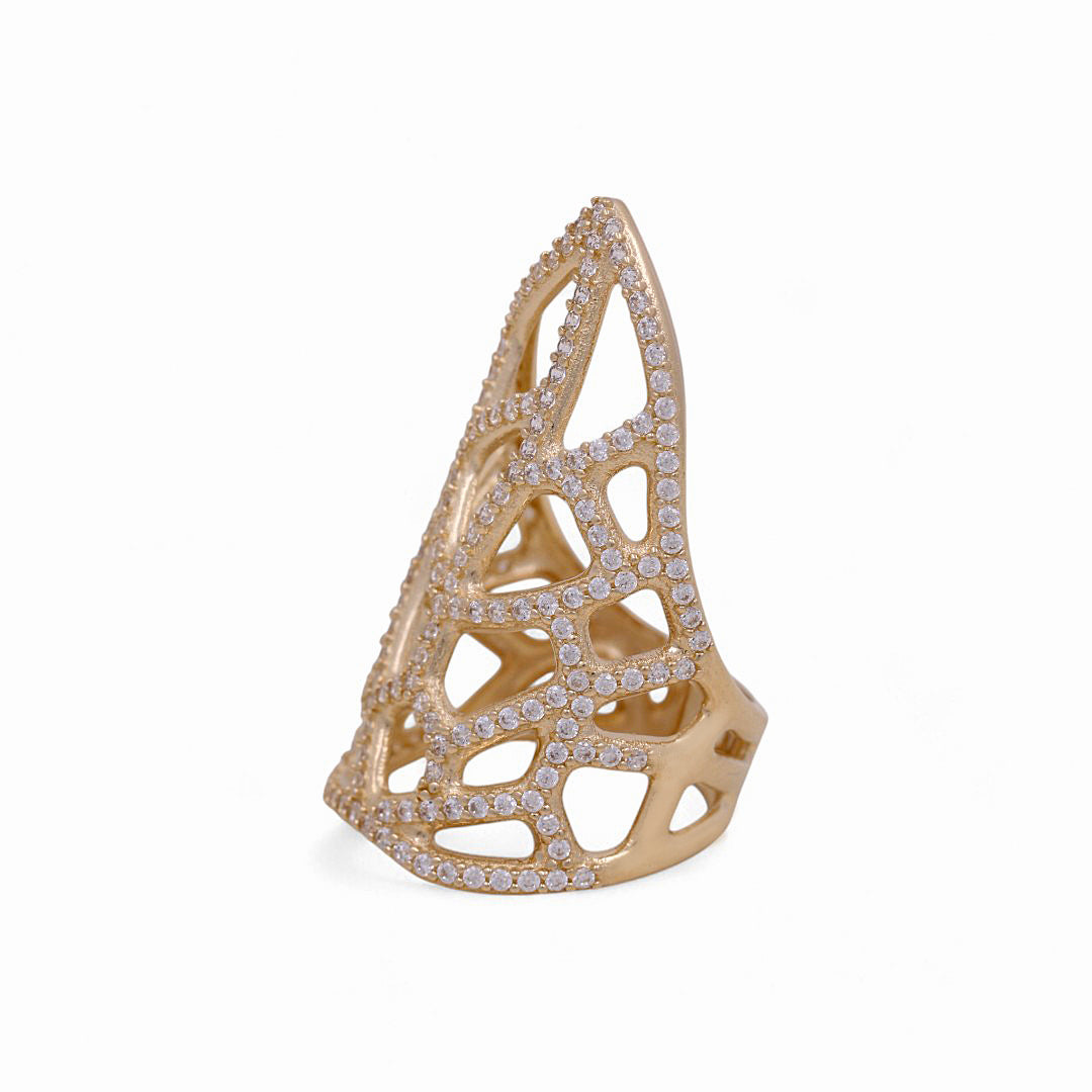 14K Yellow Gold Fashion Women's Ring with CZ / Size: 7.5 / Weight: 6 GR / DPWR4FS-11