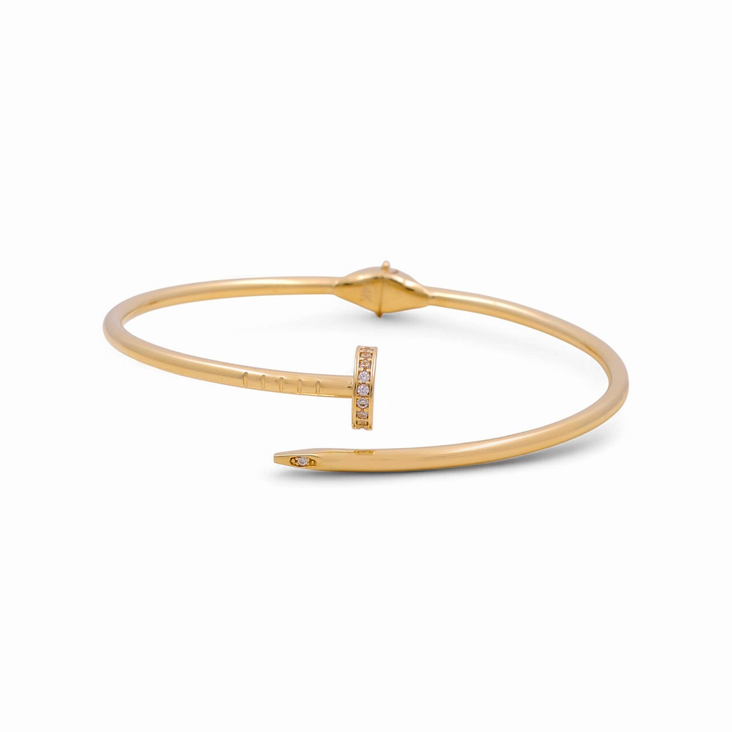 10K Yellow Gold Semisolid Nail's Women’s Bangle Bracelet with Cz / Weight: 5.4 GR / DQBB0NL-2