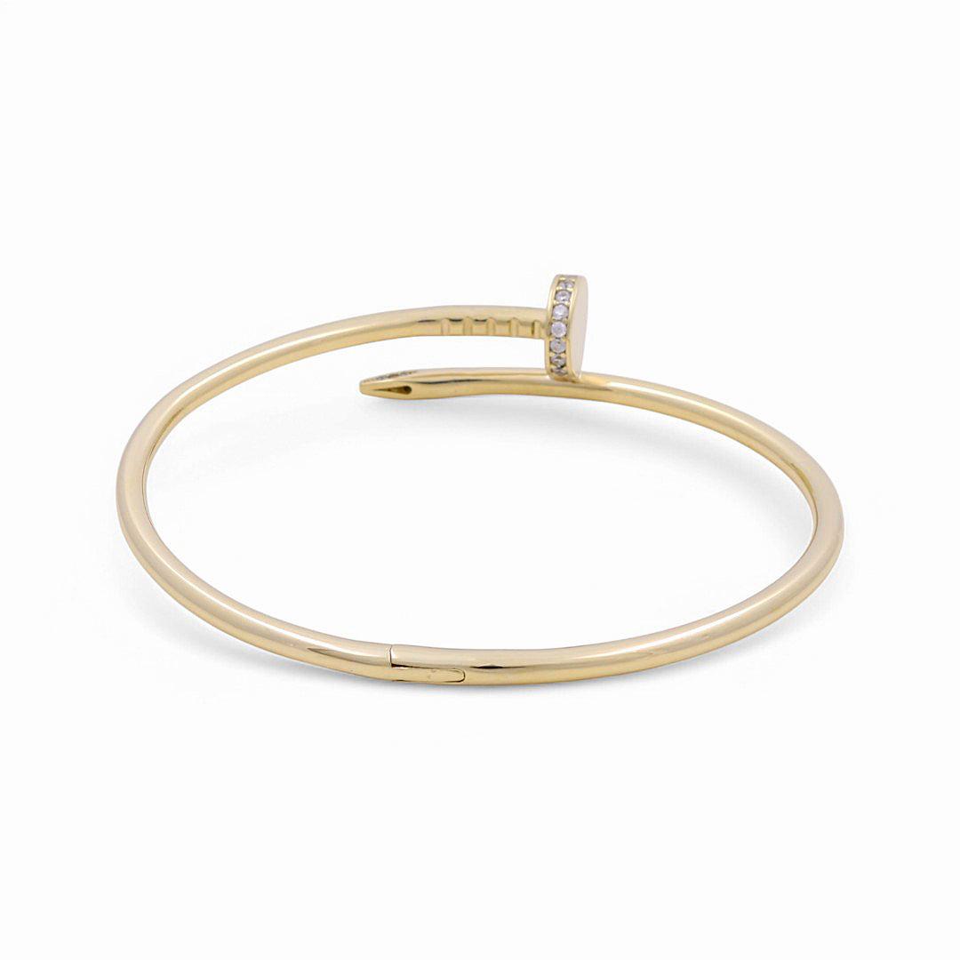 10K Yellow Gold Semisolid Nail's Women’s Bangle Bracelet with Cz / Weight: 8.5 GR / DQBB0NL-1