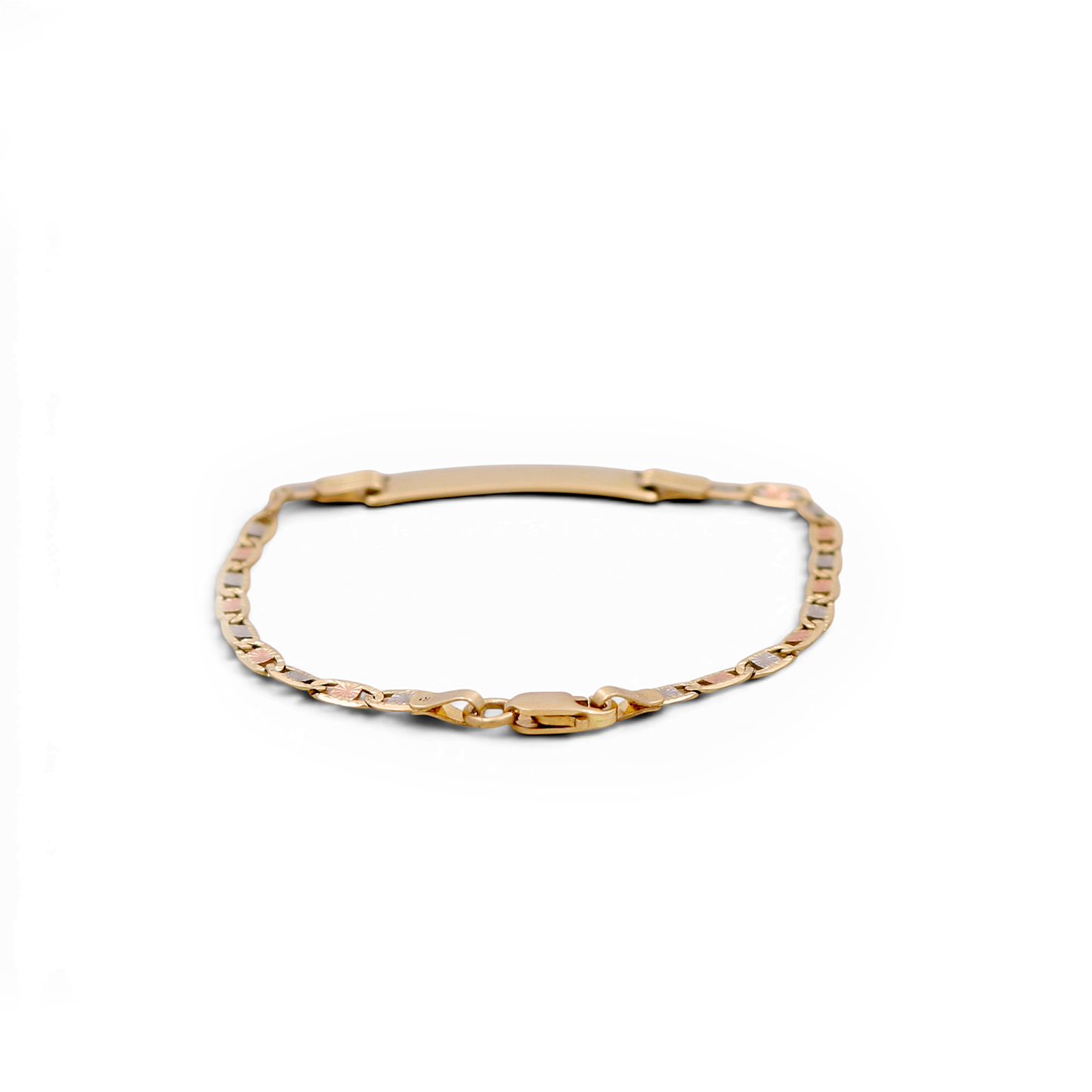 14K Yellow, White and Rose Gold Baby ID Bracelet / Size: 2.5mm 6 " / Weight: 2.6 GR / CEEBBTT4V2.5-6