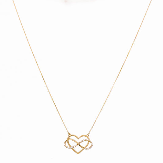 14K Yellow Gold Heart with Infinity Women's Necklace / Stone: Cz / Size: 18” / Weight: 3.6 GR / CONK4HRIF