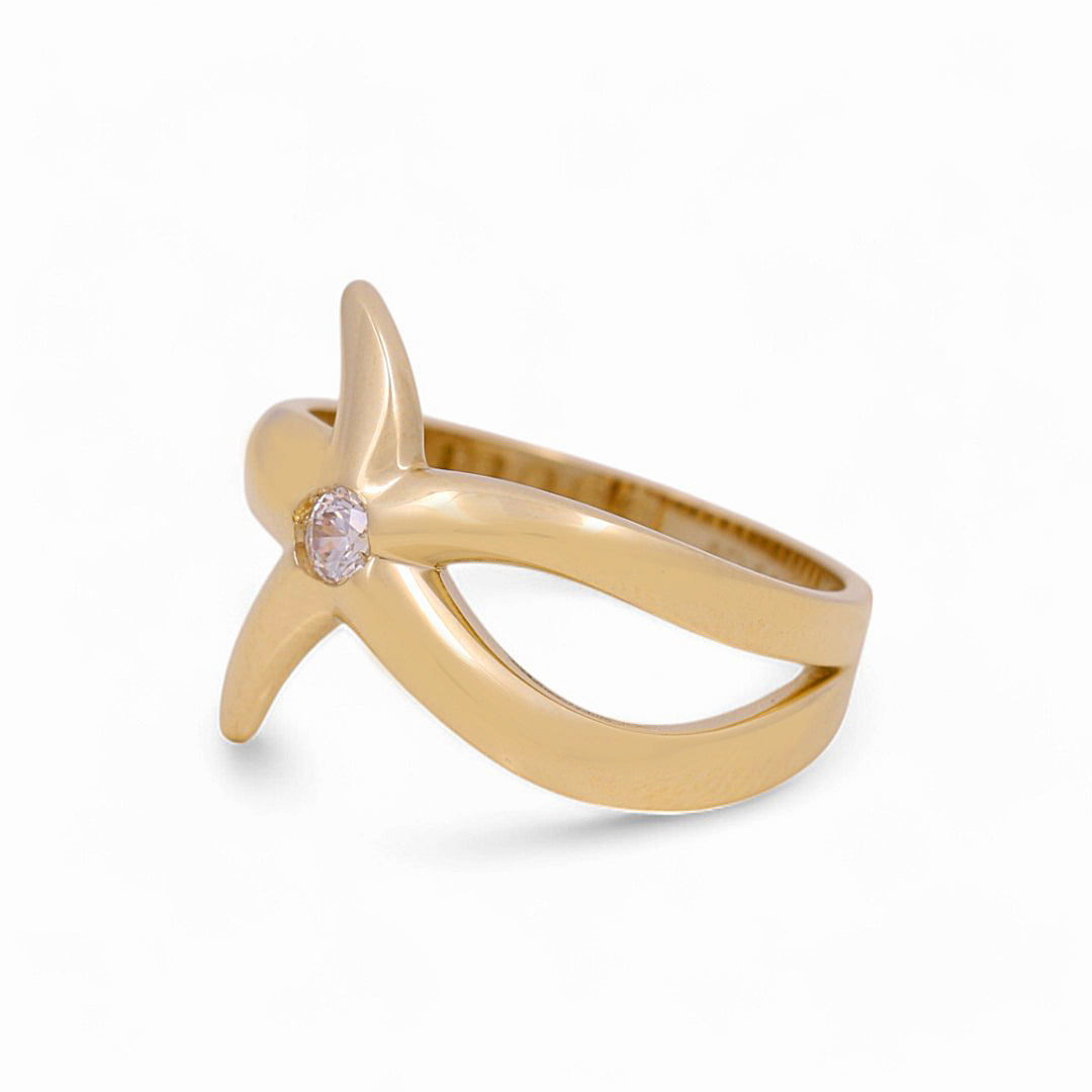 14K Yellow Gold Starfish Women's Ring with Cz / Size: 7 / Weight: 2.3 GR / Y24-1097