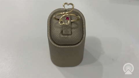 10K D TF Yellow Gold Two hearts Women's Ring with cz  / Size: sz9 / Weight: 1.7gr / DQWR0HR-23