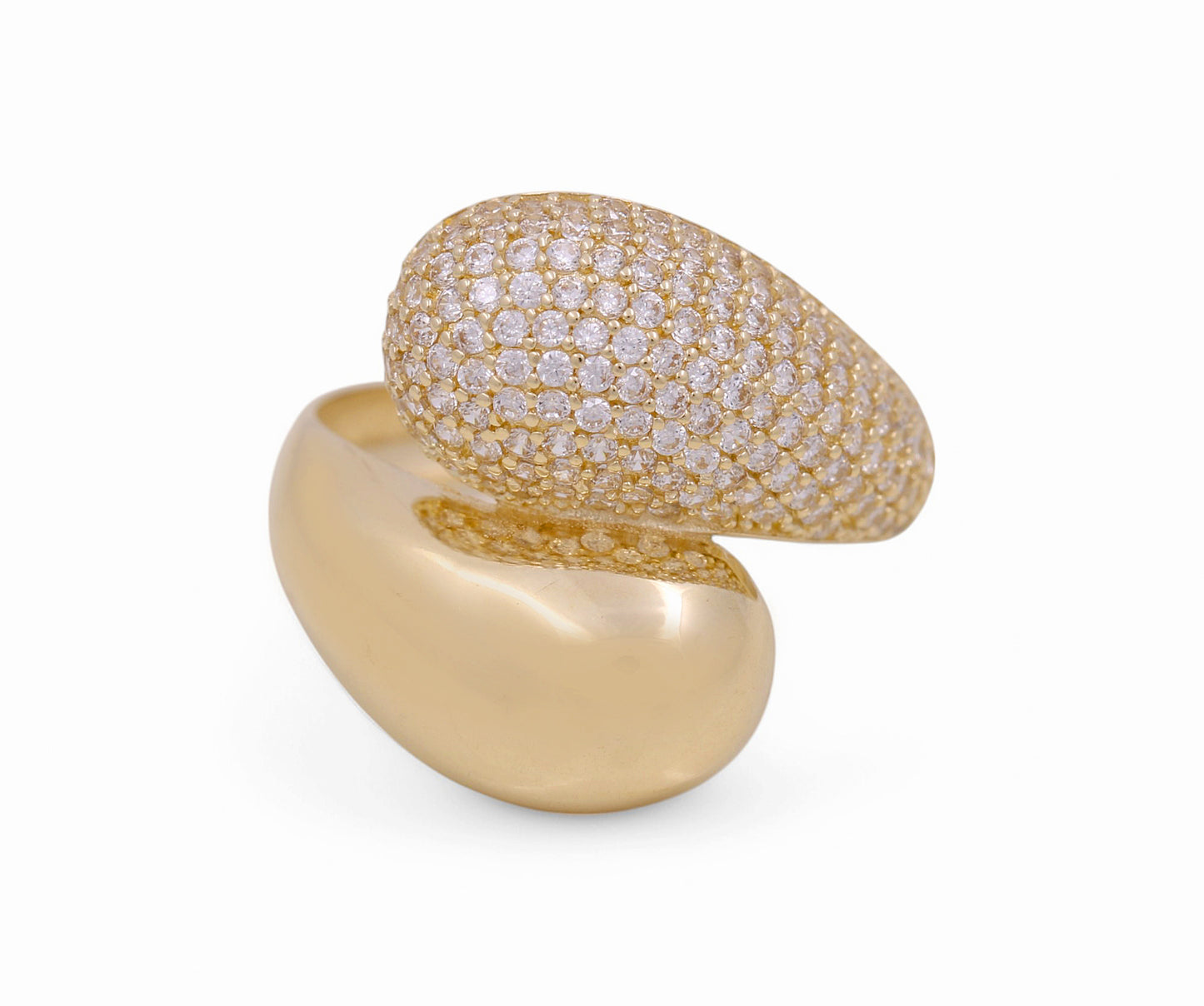 14K Yellow Fashion Women's Ring with White Cz / Size 7 / Weight: 3.9 GR / COWR4FS-158