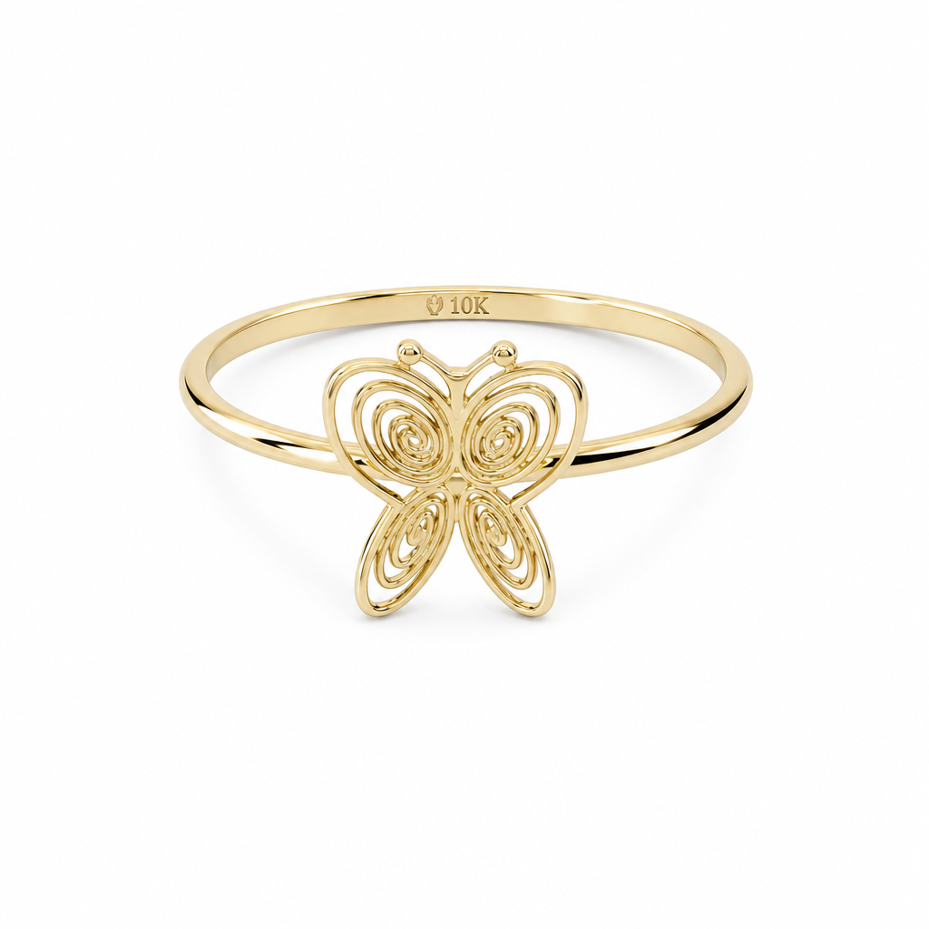 10K Yellow Gold Butterfly Women's Ring / Size: 8.5 / Weight: 1 GR / DQWR0BT-3