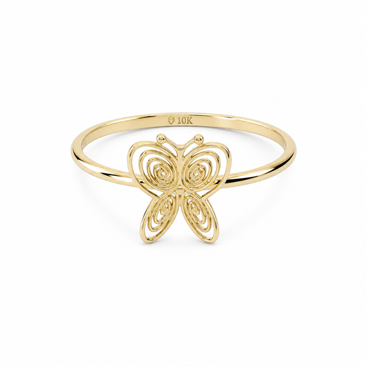 10K Yellow Gold Butterfly Women's Ring / Size: 8.5 / Weight: 1 GR / DQWR0BT-3