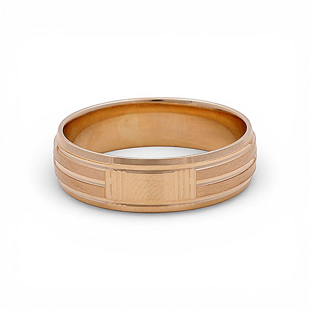 14K Yellow Gold Men’s Wedding Band with Design / Size: 10 / Weight: 5.1 GR / WBEEMWB4DS-6