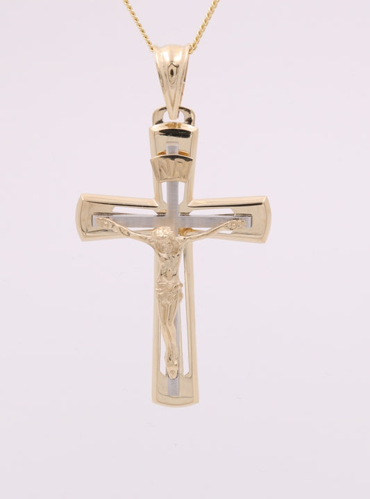 ISPDTT4CRS-3 14k I Weight 8.4gr Two Tone Cross with Cristo