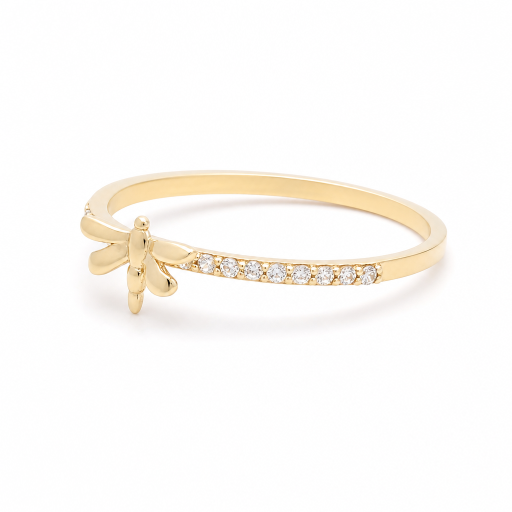 10K Yellow Gold Fashion Women's Ring DF and Cz Stone / Size: 8.25 / Weight: 0.9 GR / CQWR0DF
