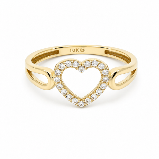 10K Yellow Gold Heart Women's Ring / Size: 7 / Weight: 1.2 GR / P03R-2429