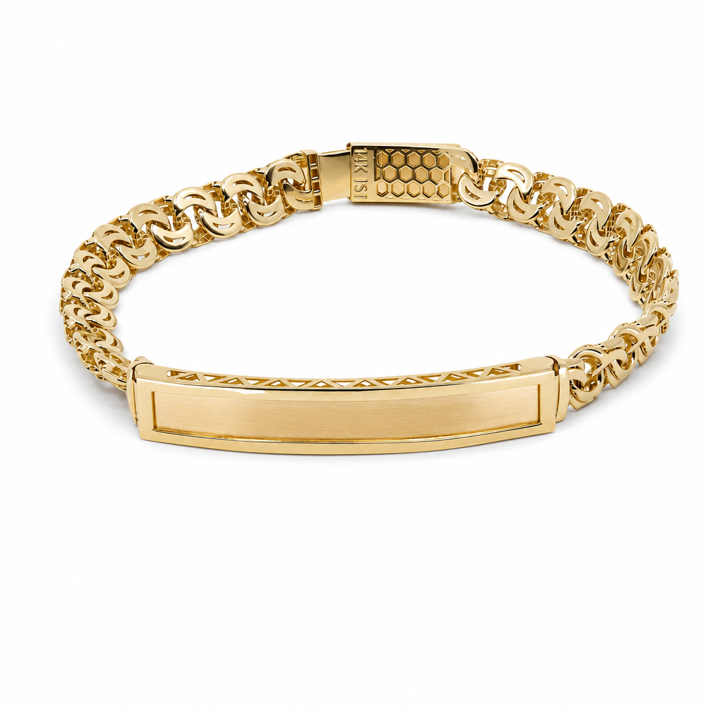 14K Yellow Gold Chinese Link ID Bracelet / Size: 7mm 8" / Weight: 10.1 GR / SFEEMB4CH7-8