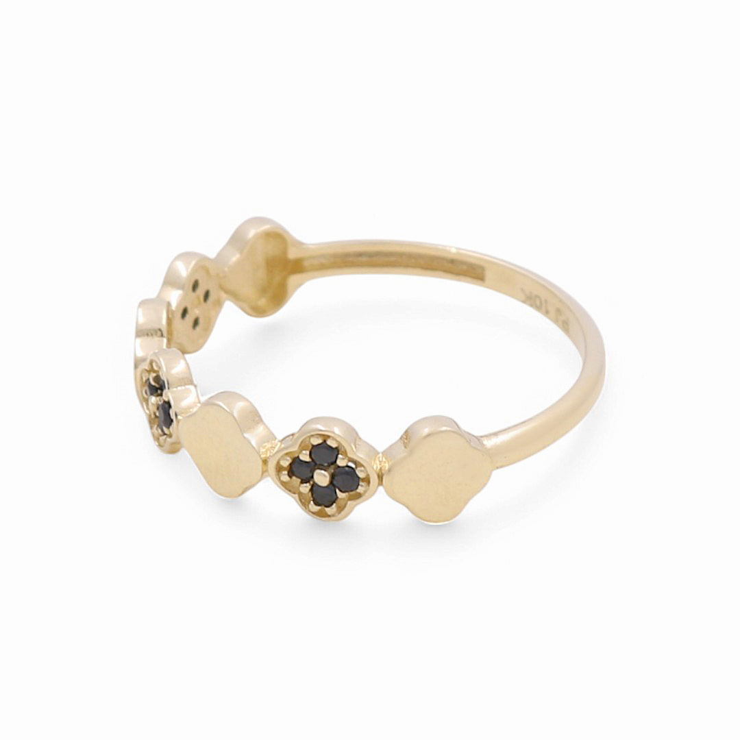 10K Yellow Gold Flowers Women's Ring with CZ / Size: 7.5 / Weight: 1.1 GR / DPWR0FL