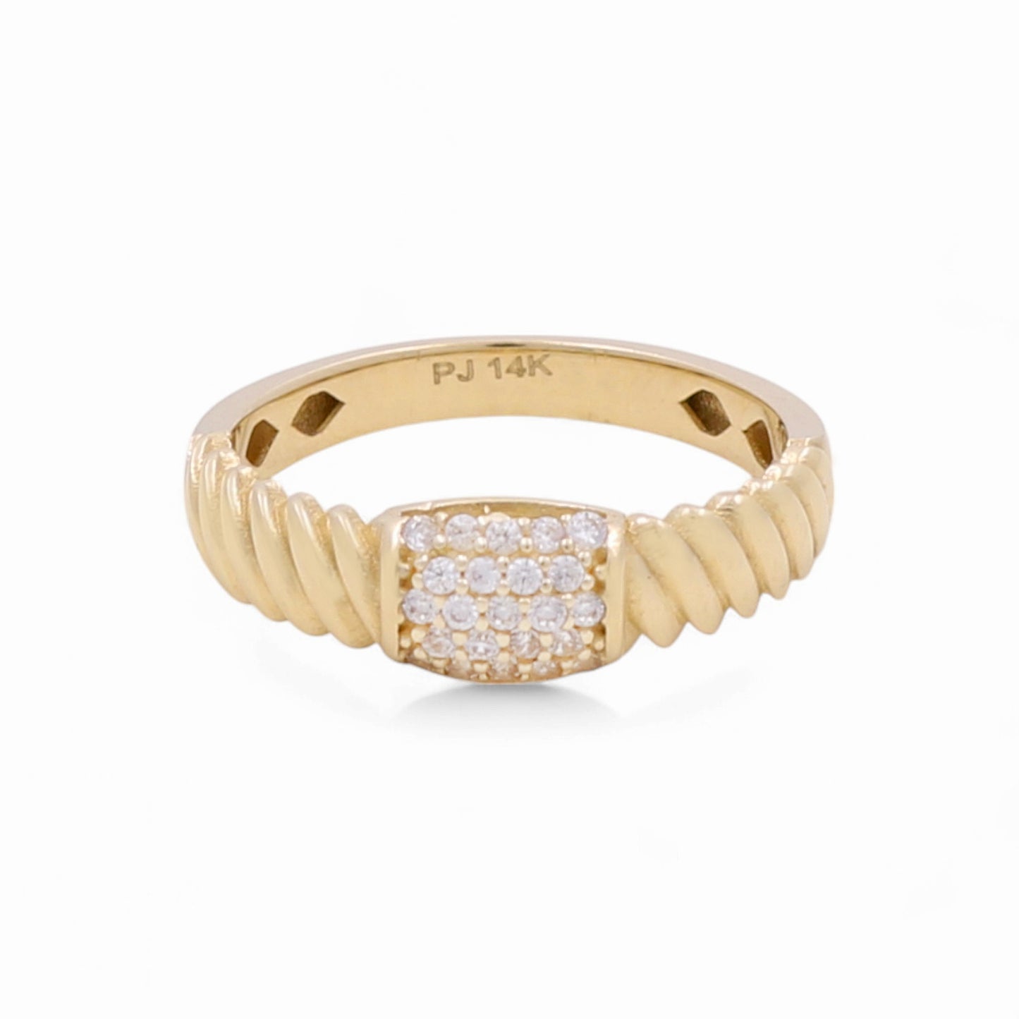 14K Yellow Gold Fashion Women's Ring with CZ / Size: 6.5 / Weight: 2 GR / DPWR4FS-25