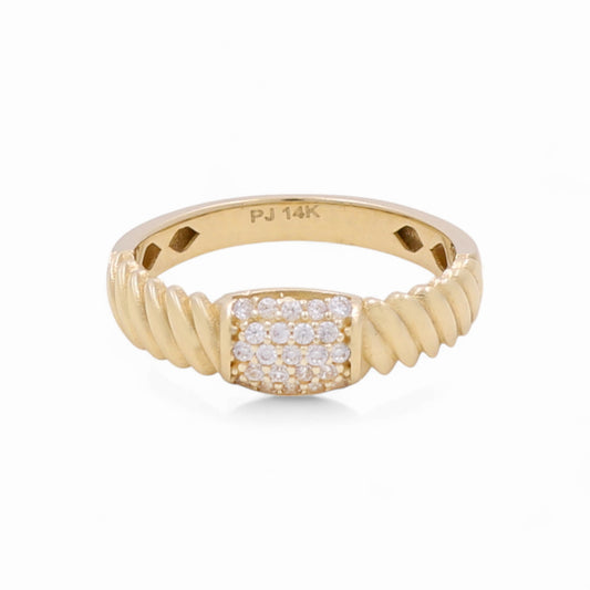 14K Yellow Gold Fashion Women's Ring with CZ / Size: 6.5 / Weight: 2 GR / DPWR4FS-25