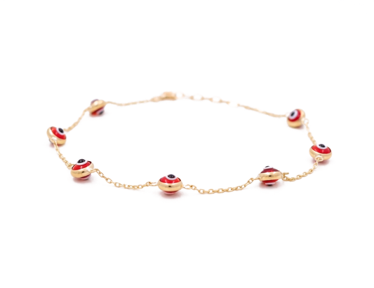 10K Yellow Gold Red Eyes Women's Bracelet / Size: 7.5" / Weight: 1.7 GR / BCFWB0EY