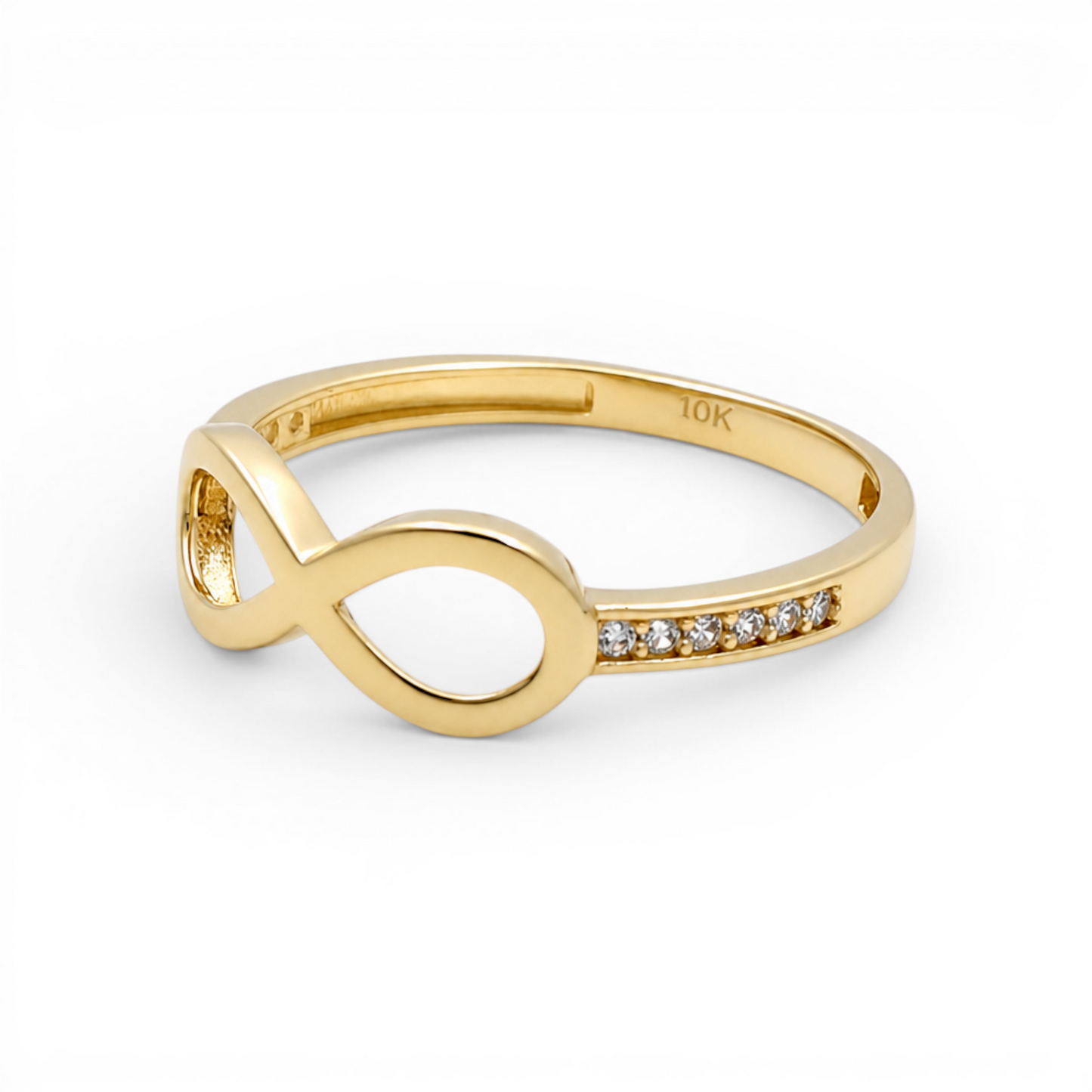 10K Yellow Gold Infinity Women's Ring with Cz / Size: 7 / Weight: 1.2 GR / DQWR0IF-6