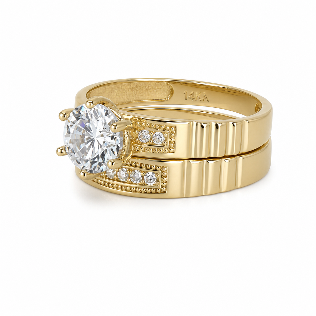 14K Yellow Gold Women’s Bridal Set / Stone: Cz / Size: 7.5 / Weight: 4.5 GR / KEEWR4BS-47