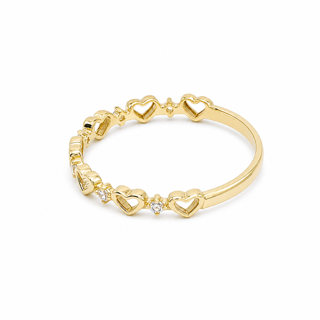 10K Yellow Gold Heart Women's Ring / Size: 7 / Stone: Cz / Weight: 0.8 GR / DQWR0HR-29