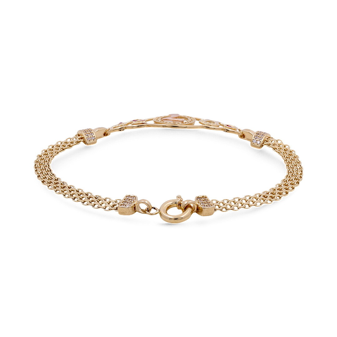 14K Yellow and Rose Gold Luck Women’s Bracelet / CZ / Weight: 7.4 GR / Size: 7” / COWB4LK